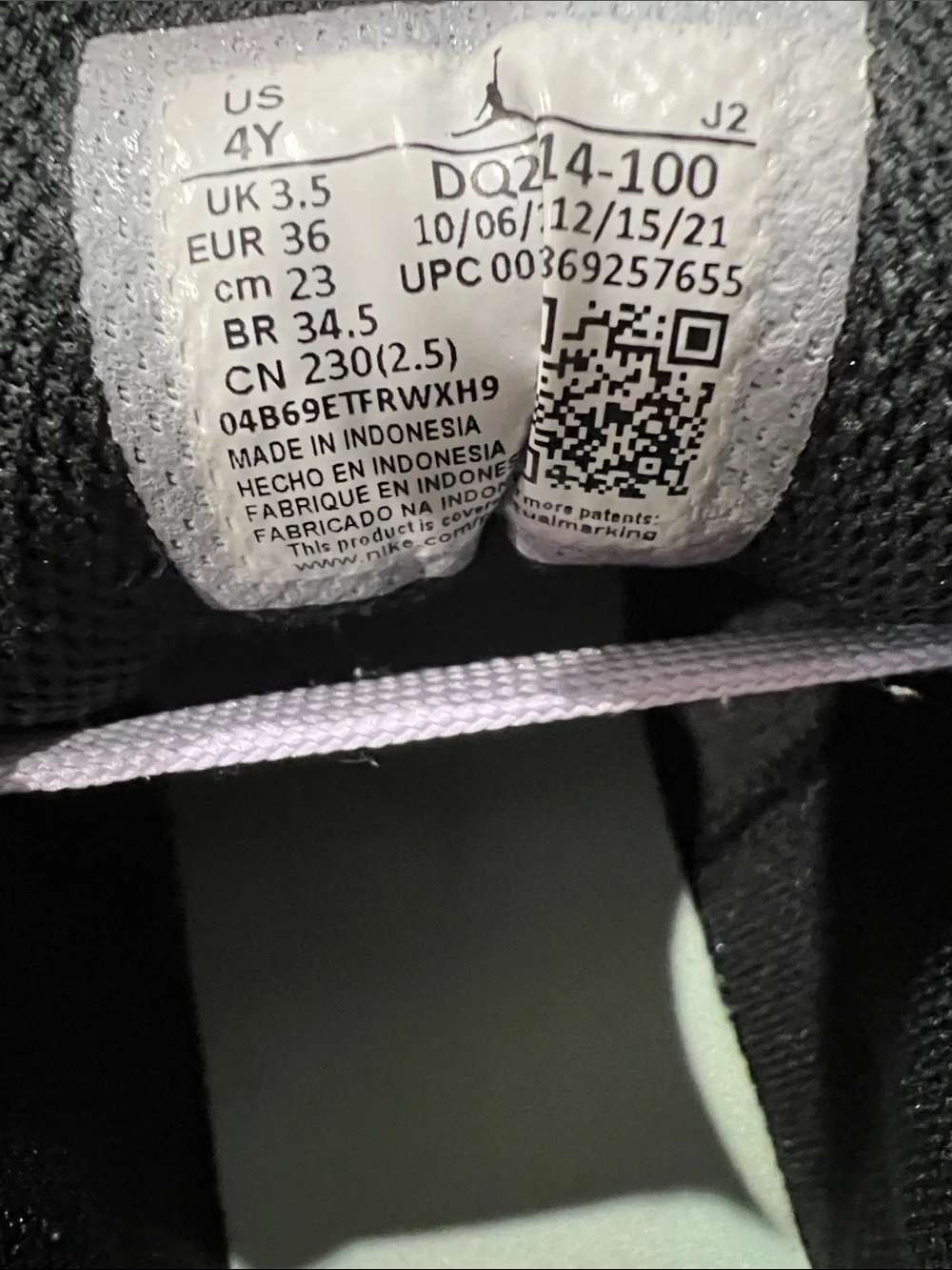Jordan Kids Sneakers in Black, White, Mint, and Lavender